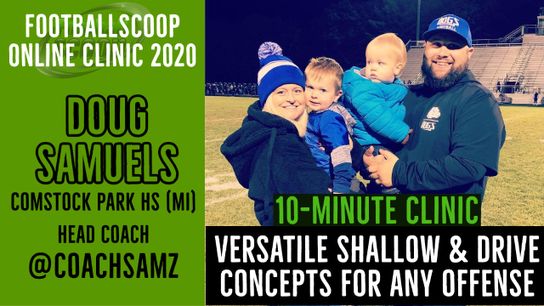 10-minute clinic: 2x2 Shallow and 3x1 Drive concepts from Comstock Park HS (MI) head coach Doug Samuels (drive)