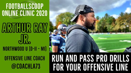Offensive line drills with Northwood (D-II - MI) offensive line coach Arthur Ray Jr. (division ii)