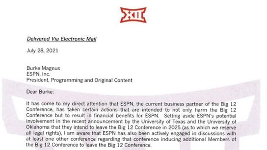 Bowlsby, Big 12 blast ESPN, threaten legal action with cease-and-desist letter