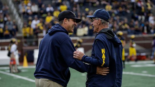 Jim Harbaugh on naming dad Jack Harbaugh assistant head coach during suspension: 'I do what he tells me to do.' (Jim Harbaugh)