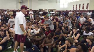 Video: Jimbo Fisher shares life lessons with high school players and explains what coaches are looking for in recruits (campers)