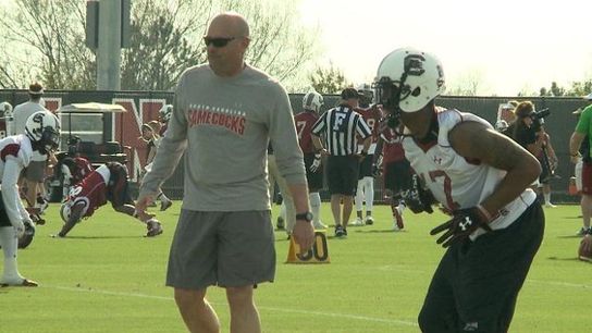 Video of the Day - South Carolina wires up co-defensive coordinator Jon Hoke (South Carolina)