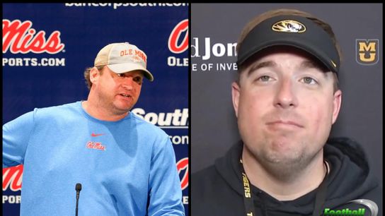 Lane Kiffin and Eli Drinkwitz are having some lighthearted fun on Twitter (Ole Miss)