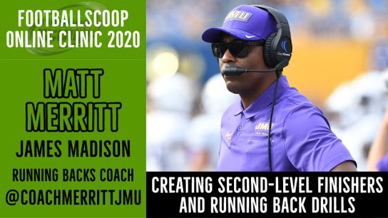 Çreating second level finishers and RB drills with James Madison (FCS - VA) assistant Matt Merritt (finisher)