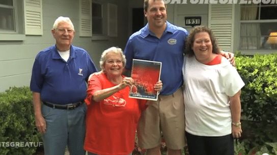 Video: Will Muschamp delivers season tickets to lifelong Florida fans (Will Muschamp)