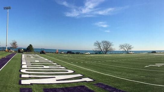 The view from Northwestern's (almost finished) practice field is one of a kind