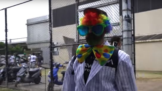 Which FBS head coach showed up to their spring game dressed as a clown? (Hawaii)