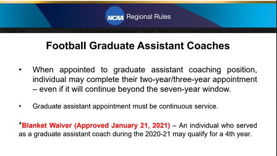 NCAA establishes Graduate Assistant guidelines, 7-year clock and more