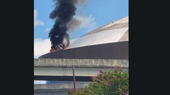 Superdome roof catches fire