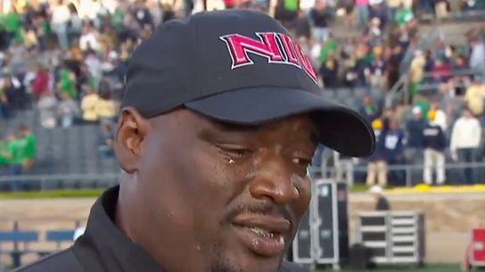 Northern Illinois head coach Thomas Hammock in tears after Notre Dame win: "They believed" (Northern Illinois Notre Dame)