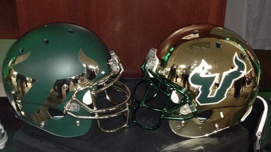 Photo: South Florida displays gold chrome helmets (uniforms)