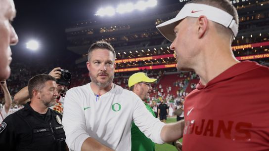 Dan Lanning makes pitch to West Coast recruits after another win over USC (Oregon Football). Photo by IMAGN IMAGES via Reuters Connect