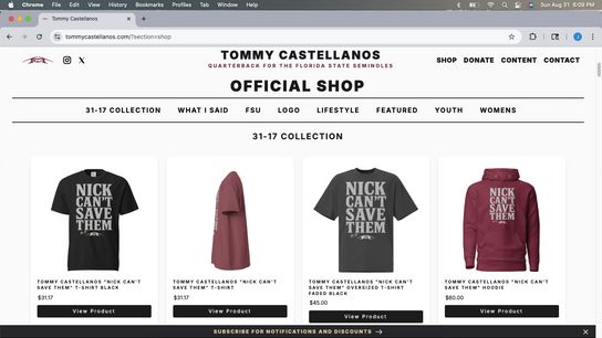 Tommy T-shirt: Florida State QB selling masterful merch after beating Alabama (Featured)