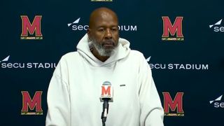 Mike Locksley promises improvement in testy exchange with reporter (mike locksley). Photo by @taylorjlyons on X