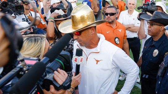 Steve Sarkisian addresses postgame interview with Holly Rowe (Texas Football)