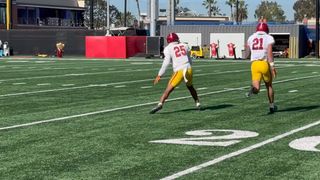 Gary Patterson explains logic behind white stripes on helmets of USC defensive backs (USC)
