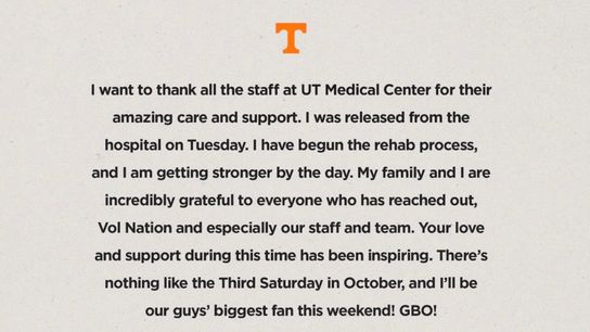 Tennessee linebackers coach William Inge released from hospital, begins rehab after life-threatening battle